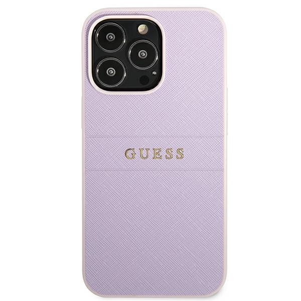 Guess GUHCP13LPSASBPU iPhone 13 Pro / 136,1" fioletowy/purple Saffiano Hot Stamp & Metal Logo