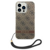 Guess GUOHCP14LH4STW iPhone 14 Pro 6,1" brązowy/brown hardcase 4G Print Strap
