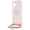 Guess GUHMP16SHCTSGNSP iPhone 16 6.1"    różowy/pink hardcase Crossbody Cord Script MagSafe