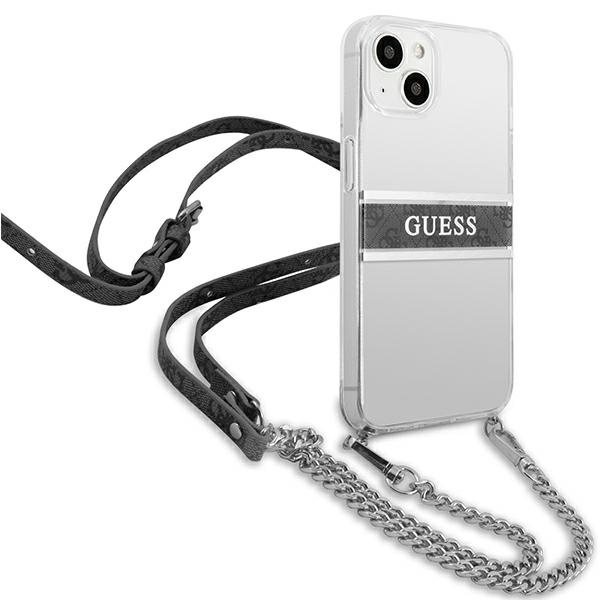 Guess GUHCP13SKC4GBSI iPhone 13 mini5,4" Transparent hardcase 4G Grey Strap Silver Chain