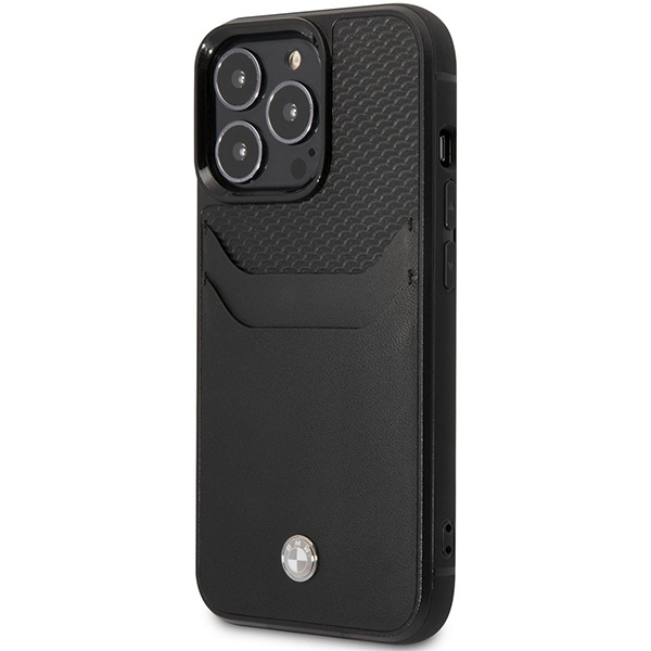 Etui BMW Leather Card Slot na iPhone 14 Pro - czarne