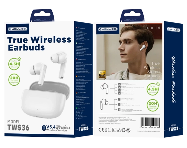 JELLICO wireless earphones TWS36 White