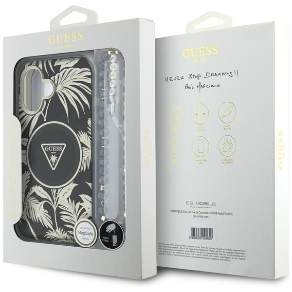 Etui Guess Palm Trees Triangle Pearl     Strap MagSafe do iPhone 16 czarny
