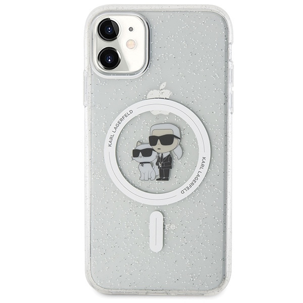 Karl Lagerfeld KLHMN61HGKCNOT case for iPhone 11 / Xr - transparent hardcase Karl&amp;Choupette Glitter MagSafe