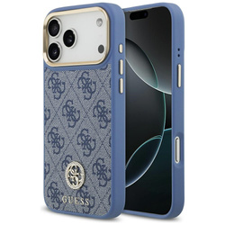 Etui Guess 4G Strass Logo MagSafe do iPhone 17 Pro Max niebieski