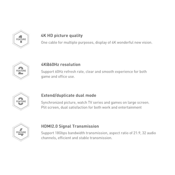 Baseus kabel przewód HDMI 2.0 0.75m czarny (WKGQ030201)