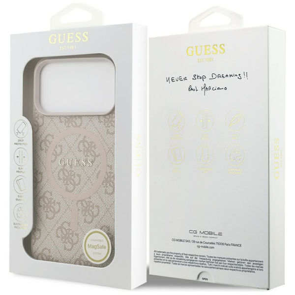 Etui Guess 4G Ring Classic Logo MagSafe  do iPhone 17 Pro Max różowy
