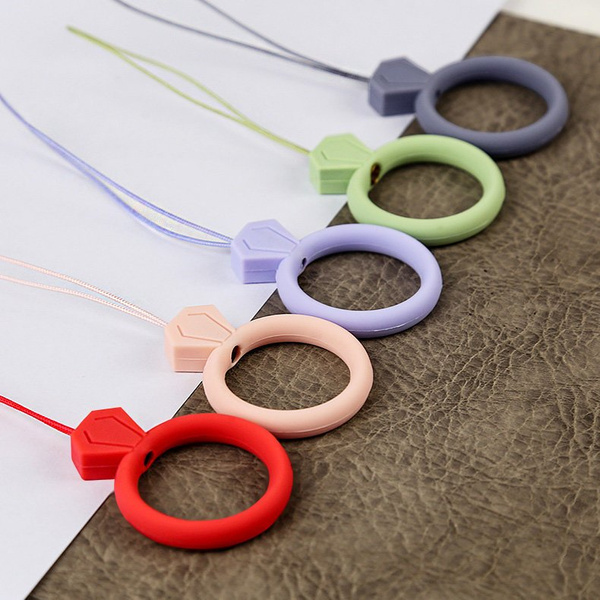 SILICONE LANYARD FOR THE PHONE DIAMOND RING PENDANT FOR A FINGER YELLOW