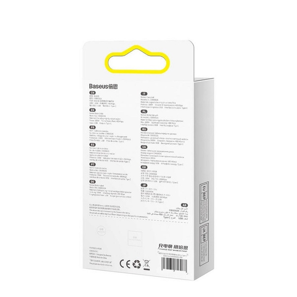 Baseus Tungsten Gold kabel USB-A - USB-C 480Mb/s 100W 1m czarny (CAWJ000001)