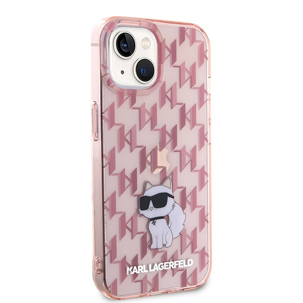 Etui Karl Lagerfeld Monogram Choupette na iPhone 15 - różowe