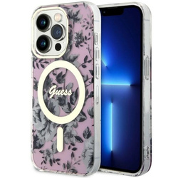 Guess GUHMP14LHCFWSP iPhone 14 Pro 6.1"różowy/pink hardcase Flower MagSafe