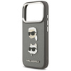Etui Karl Lagerfeld FW Grained Karl &    Choupette Heads Pins & Logo do iPhone 17 Pro szary