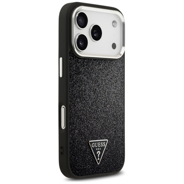 Etui Guess Glitter Triangle Logo MagSafe do iPhone 17 Pro czarny
