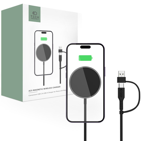 TECH-PROTECT QI15W-A25 MAGNETIC MAGSAFE WIRELESS CHARGER BLACK