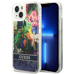 Guess GUHCP14SLFLSB iPhone 14 / 15 / 13 6.1" niebieski/blue hardcase Flower Liquid Glitter