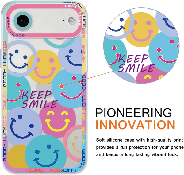 Etui Pnakqil iPhone 17, Cute smiley , pastel happy faces, kolorowe pudełko
