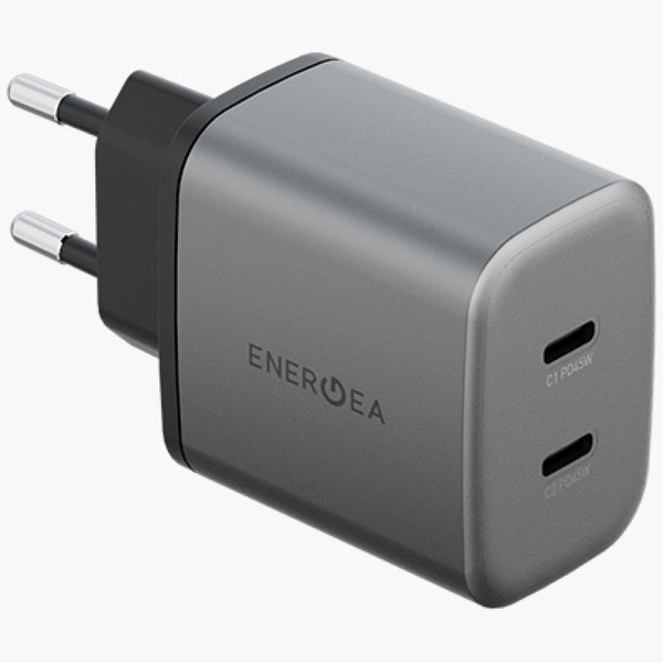 Ładowarka sieciowa Energea Ampcharge GaN45 2xUSB-C PD/PPS/QC3.0 45W szary