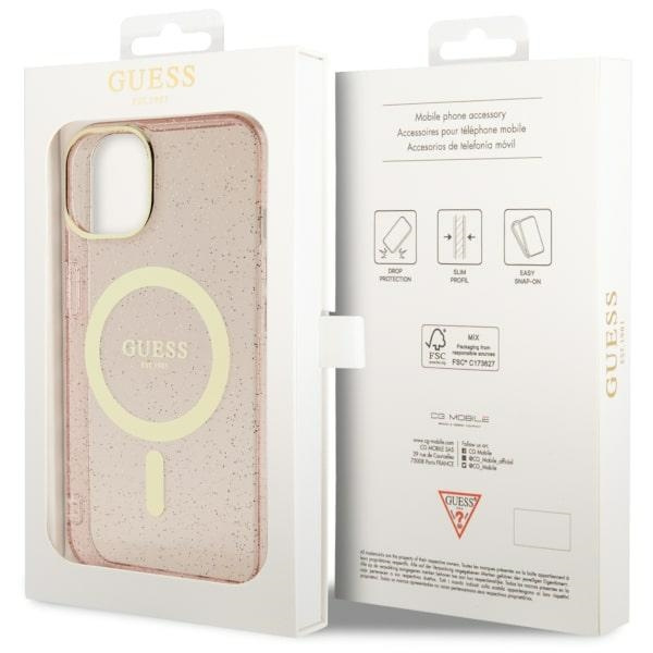 Guess GUHMP14MHCMCGP iPhone 14 Plus/ 15 Plus 6.7" różowy/pink hardcase Glitter Gold MagSafe