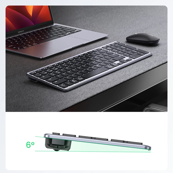 Ugreen KU005 Bluetooth / 2.4 GHz wireless membrane keyboard - black