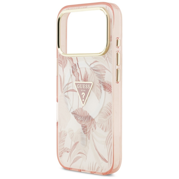 Etui Guess Jungle Tonal Triangle MagSafe do iPhone 17 Pro różowy