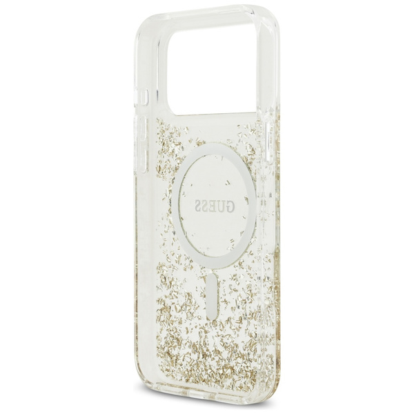 Etui Guess Resin Bottom Glitter MagSafe  do iPhone 17 Pro Max złoty