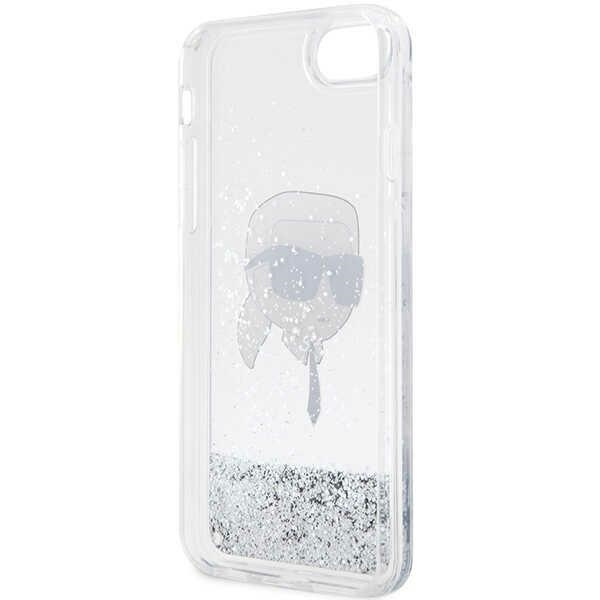 Etui Karl Lagerfeld Glitter Karl's Head na iPhone 7 / 8 / SE 2020 / SE 2022 - srebrne