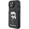 Etui Karl Lagerfeld Saffiano Cardslots and Stand Monogram Ikonik Patch do iPhone 15 - czarne