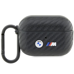 Etui BMW Carbon Double Metal Logo na AirPods Pro 2 gen - czarne