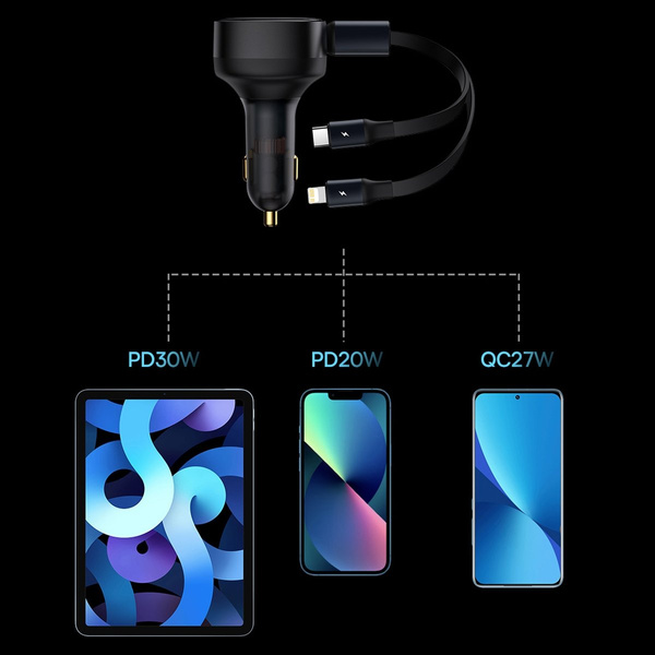 Baseus Enjoyment 2in1 car charger 30W black (CGTX000001)