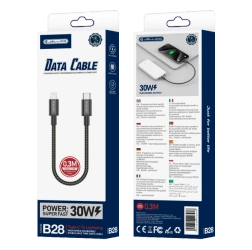 JELLICO kabel B28 USB-C - Lightning PD 30W 0.3M Czarny