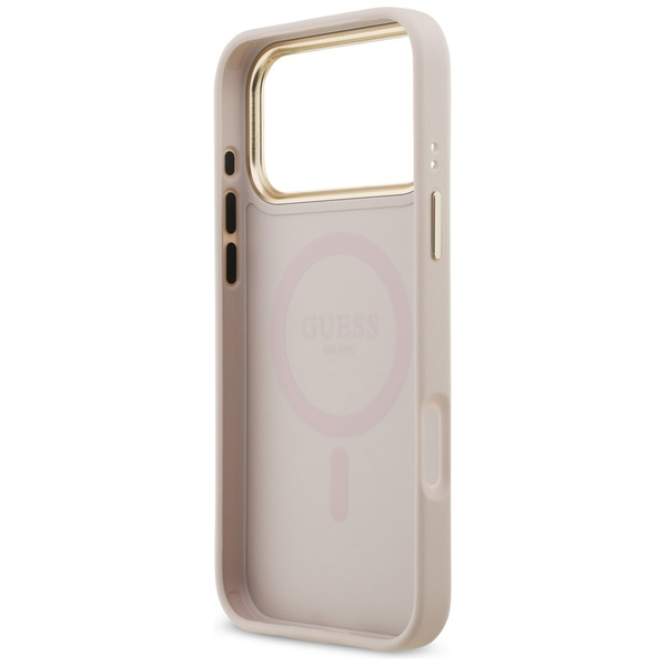 Etui Guess 4G Strass Logo MagSafe do     iPhone 17 Pro Max różowy