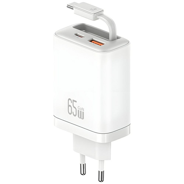 Ładowarka sieciowa USAMS Xiang Series    CC299 65W 1xUSB-C 1xUSB-A + kabel USB-C biały