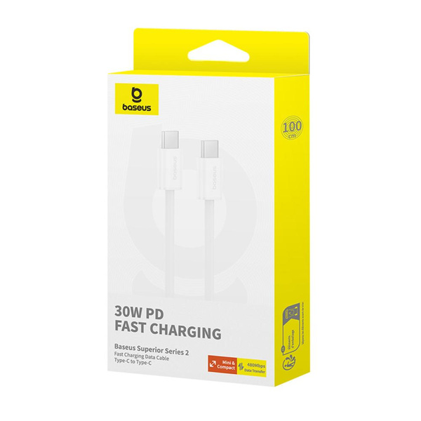 Baseus Superior Series ll USB-C - USB-C 30W 480Mb/s 2m cable - white