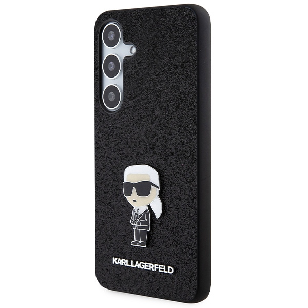 Etui Karl Lagerfeld Fixed Glitter Ikonik Logo Metal Pin na Samsung Galaxy S24 - czarne