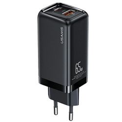 USAMS ŁAD. SIEC. 1XUSB-C+1XUSB T47 65W PD FAST CHARGING SUPER SI CZARNY /BLACK CC153TC01  (US-CC153)