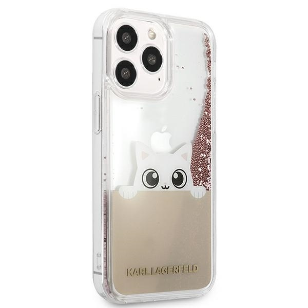 KARL LAGERFELD KLHCP13XPABGNU IPHONE 13 PRO MAX 6,7" RÓŻOWY/PINK HARDCASE PEEK A BOO LIQUID GLITTER