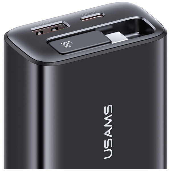 Ładowarka sieciowa USAMS Xiang Series    CC299 65W 1xUSB-C 1xUSB-A + kabel USB-C czarny