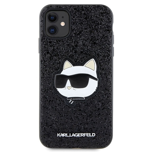 Etui Karl Lagerfeld Glitter Choupette Patch na iPhone 11 / Xr - czarne