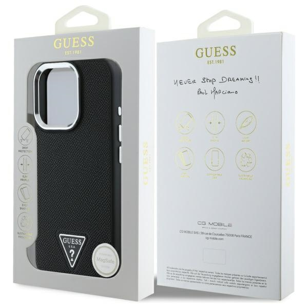 Guess GUHMP16XPGTSPSK iPhone 16 Pro Max  6.9" czarny/black hardcase Grained Triangle MagSafe