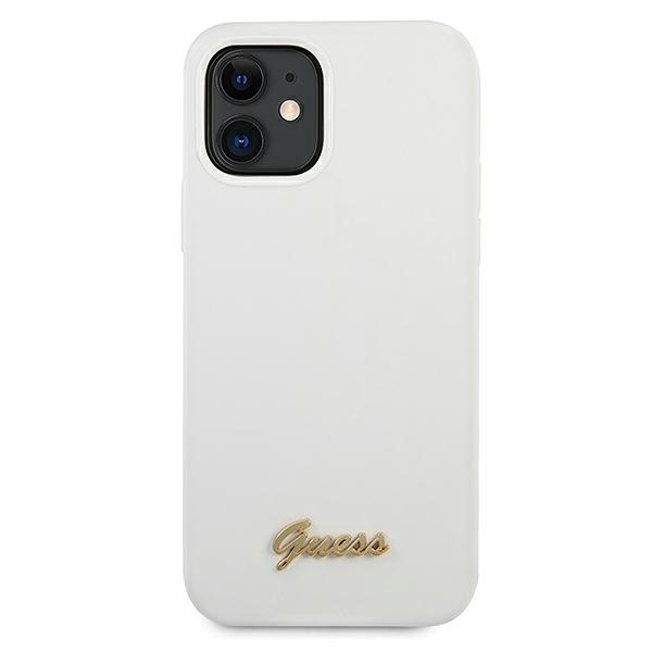 Guess GUHCP12SLSLMGWH iPhone12 mini 5,4" biały/white hardcase Metal Logo Script