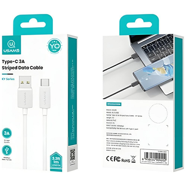 Kabel USAMS KY Series US-SJ698 3A USB-C  do USB-A 3m biały