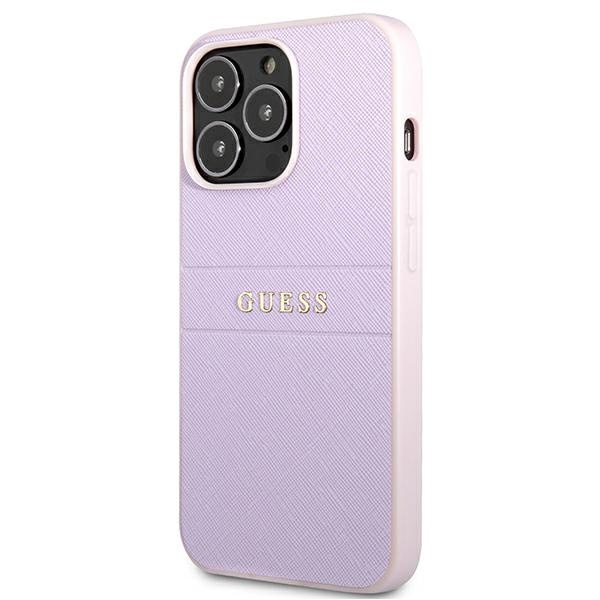 Guess GUHCP13LPSASBPU iPhone 13 Pro / 136,1" fioletowy/purple Saffiano Hot Stamp & Metal Logo