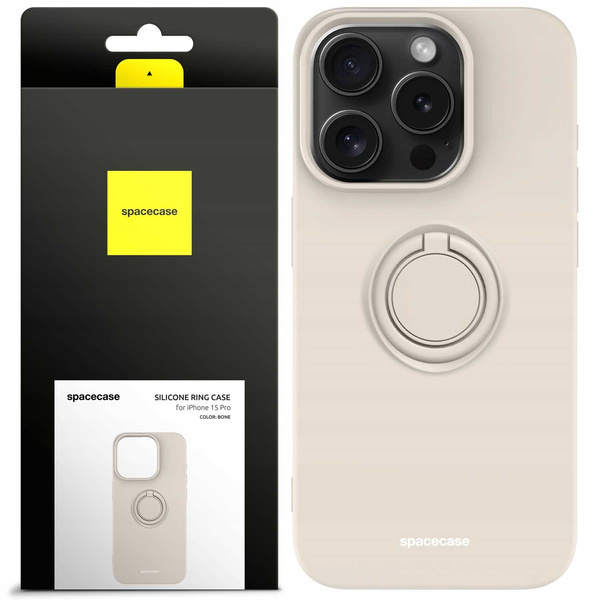 Spacecase Etui Silicone Ring iPhone 15 Pro bone