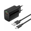 FONENG wall charger EU64 18W 1xUSB QC3.0 + cable USB-C Black