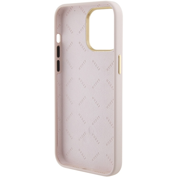 Guess GUHCP15XM4DGPP iPhone 15 Pro Max 6.7" jasnoróżowy/pink hardcase Silicone Logo Strass 4G