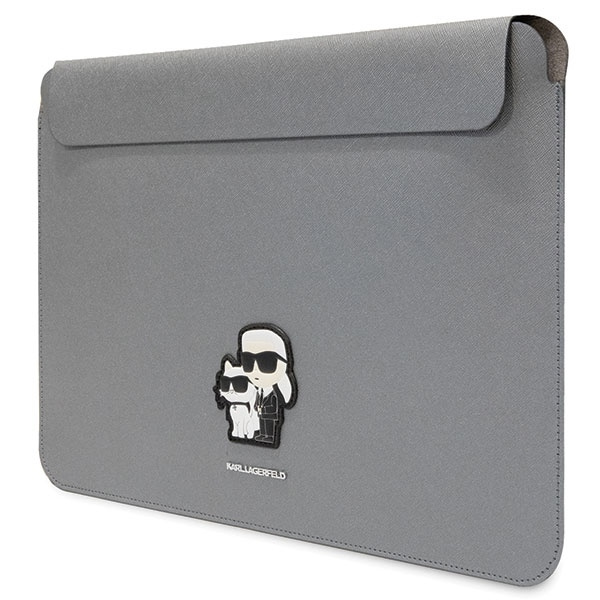Pokrowiec Karl Lagerfeld Saffiano Karl&Choupette na laptopa 14" - srebrny