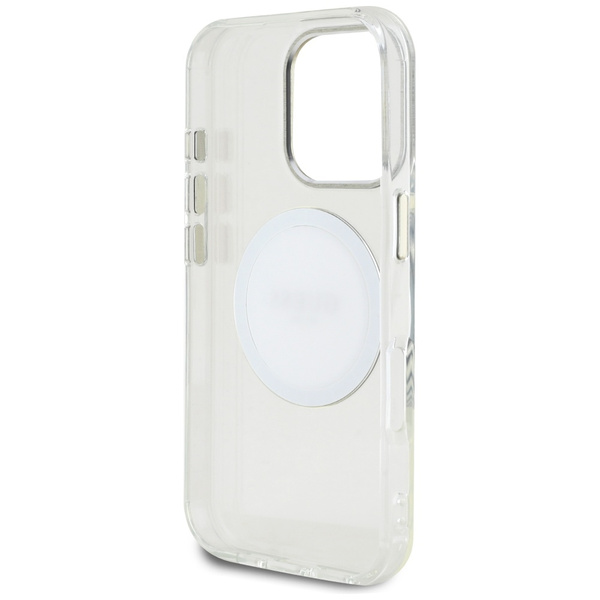 Etui Guess IML Metal Colored Circle      Classic Logo MagSafe do iPhone 16 Pro biały