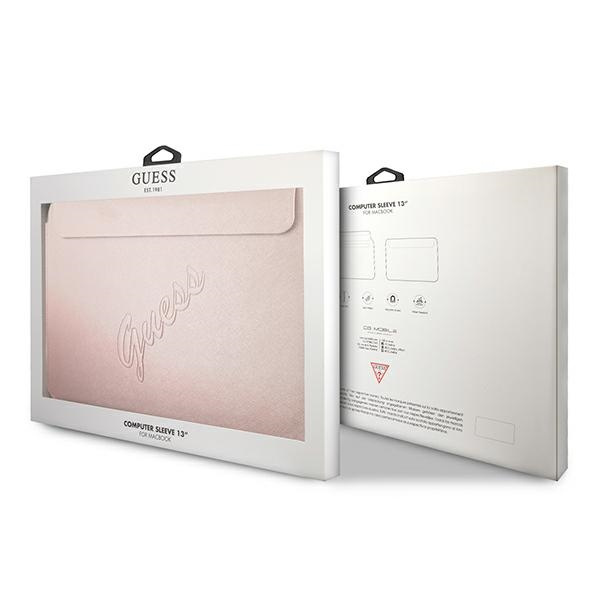 Guess Sleeve GUCS13PUSASPI 13" różowy/pink Saffiano Script