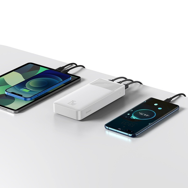 Baseus Bipow powerbank z szybkim ładowaniem 20000mAh 15W biały (Overseas Edition) + kabel USB-A - Micro USB 0.25m biały (PPBD050102)