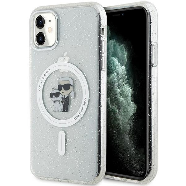 Karl Lagerfeld KLHMN61HGKCNOT case for iPhone 11 / Xr - transparent hardcase Karl&amp;Choupette Glitter MagSafe